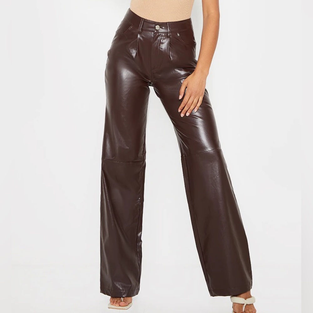Never worn small brown faux leather pants